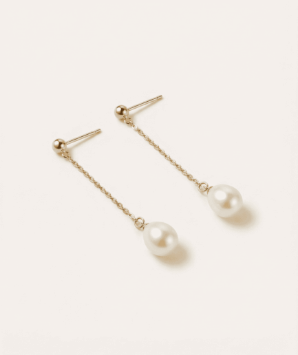 Boucle d'oreilles perle poire blanche 7-8 mm - Or Jaune