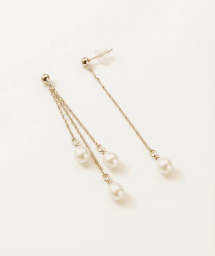 Boucle d'oreilles perle poire blanche 5-6 mm - Or Jaune