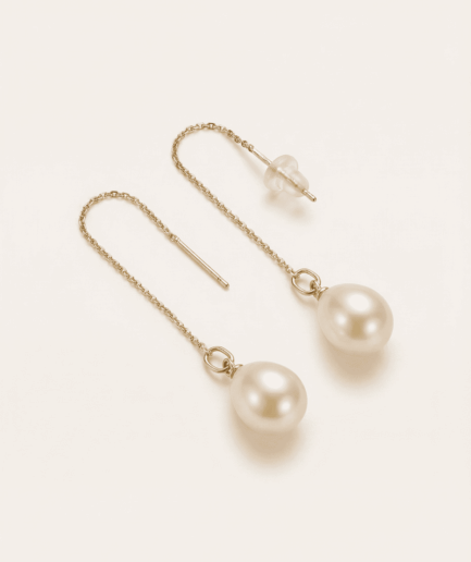 Boucle d'oreilles perle poire rose 8-9 mm - Or Jaune