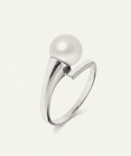 Bague Trump perle ronde blanche 8-9 mm - Or Blanc