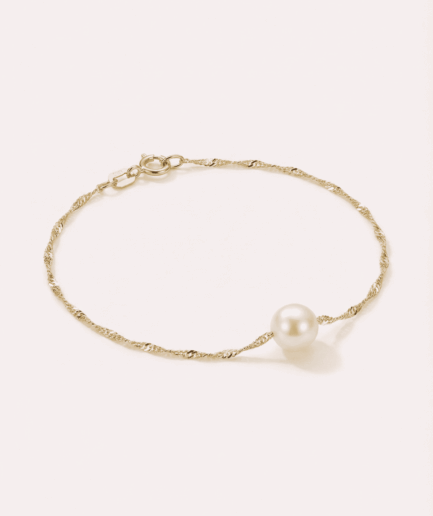 Bracelet perle ronde blanche 8-9 mm - Or Jaune