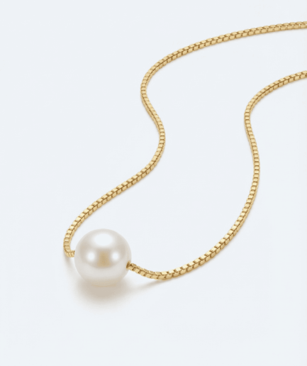 Collier perle ronde blanche 9-10 mm - Or Jaune
