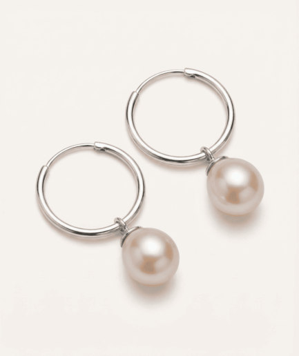 Boucle d'oreilles perle poire rose 8-9 mm - Argent