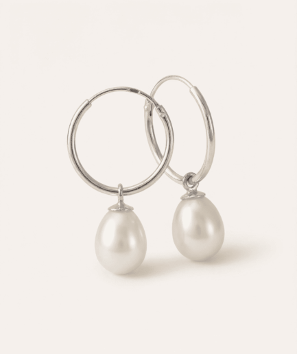Boucle d'oreilles perle poire blanche 8-9 mm - Argent