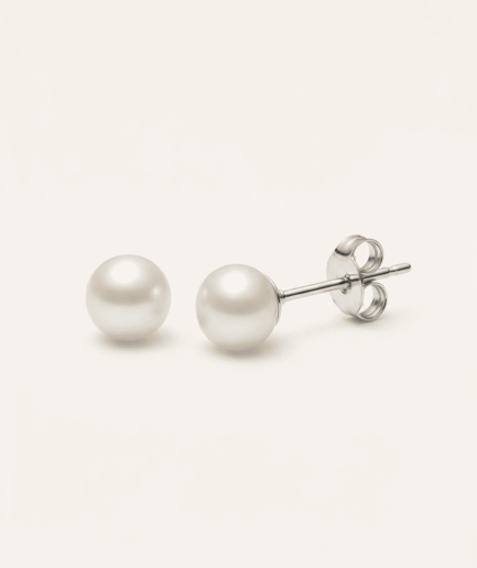 Boucle d'oreilles perle bouton blanche 5-6 mm - Argent