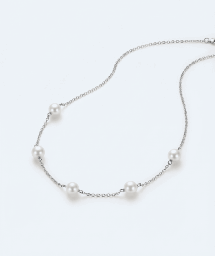 Collier perle ronde blanche 6-7 mm - Argent