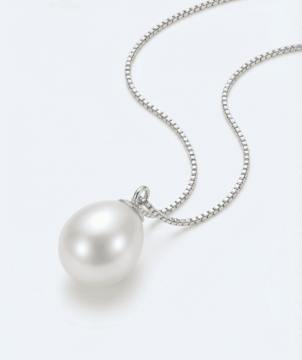 Collier perle ronde blanche 9-10 mm - Argent