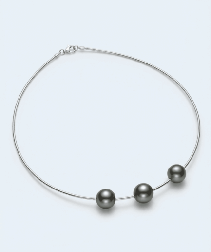 Collier perle ronde verte irisée 9-10 mm