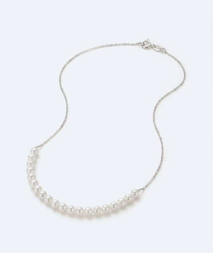 Collier perle ronde blanche 3-4 mm - Or Blanc
