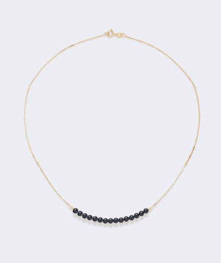 Collier perle ronde noire 3-4 mm - Or Jaune