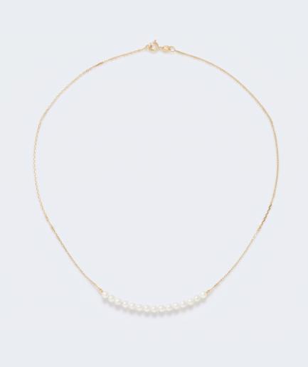 Collier perle ronde blanche 3-4 mm - Or Jaune