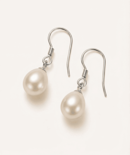 Boucle d'oreilles perle poire rose 7-8 mm - Argent