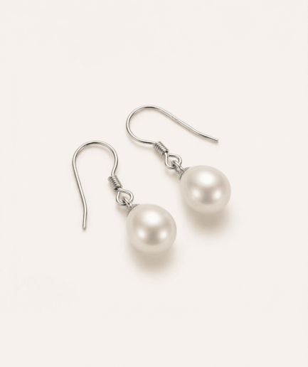 Boucle d'oreilles perle poire blanche 7-8 mm - Argent